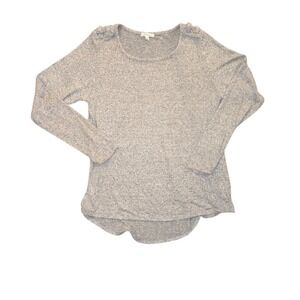 89th + Madison Sweater Womens M Grey Long Sleeve Shoulder Hardware Knit Top